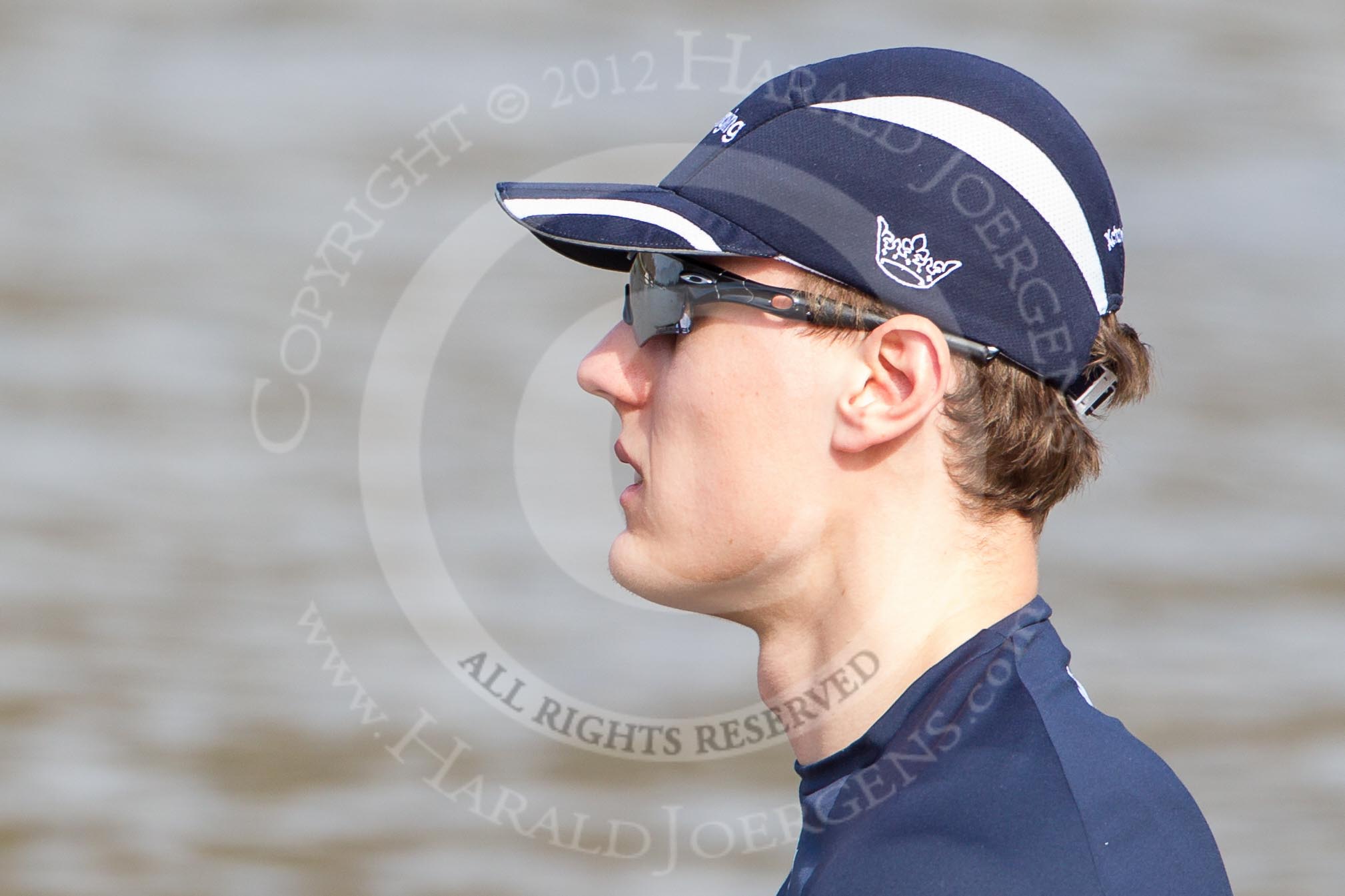 The Boat Race season 2012 - fixture CUBC vs Leander: Close-up of OUBC 5 seat Karl Hudspith..
River Thames between Putney and Molesey,
London,
Greater London,
United Kingdom,
on 10 March 2012 at 13:05, image #10