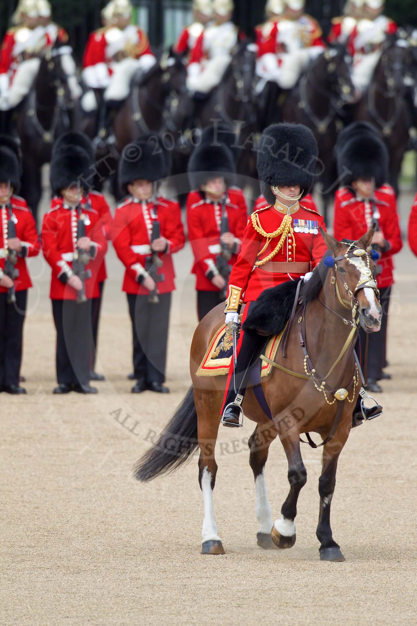 Trooping the Colour 2010: Lt Col C R V Walker, Grenadier Guards, Field Officer in Brigade Waiting and in command of the parade..
Horse Guards Parade, Westminster,
London SW1,
Greater London,
United Kingdom,
on 12 June 2010 at 11:26, image #128