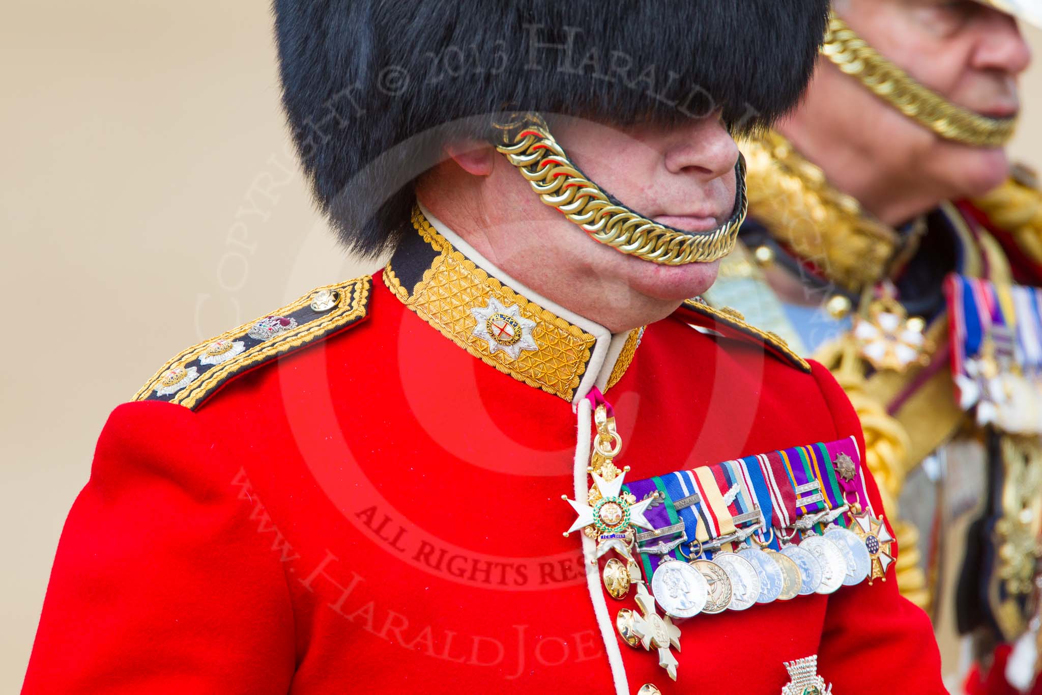 The Colonel's Review 2013: Close-up of Colonel Coldstream Guards General Sir James Bucknall after the Inspection of the Line..
Horse Guards Parade, Westminster,
London SW1,

United Kingdom,
on 08 June 2013 at 11:07, image #413