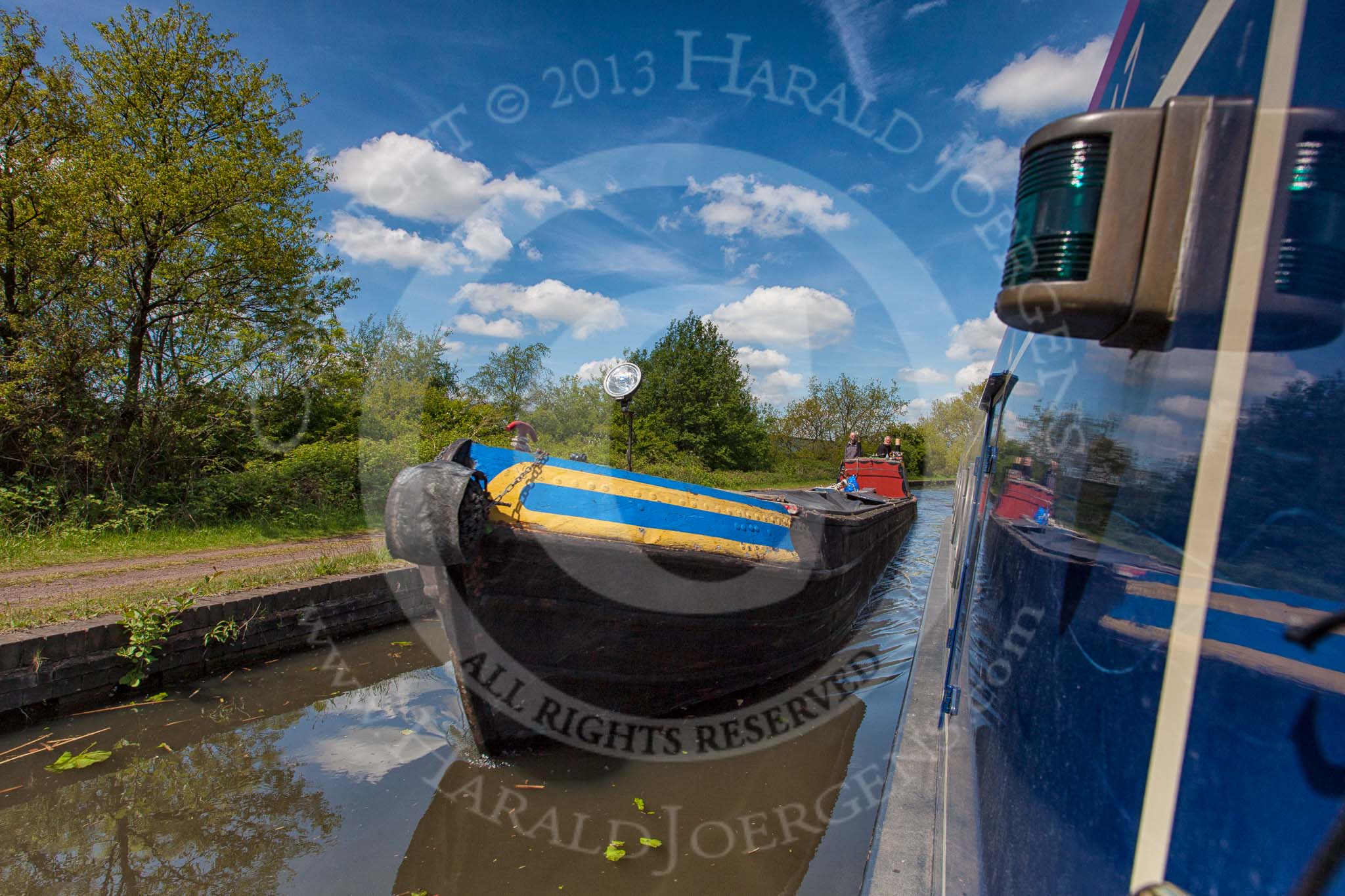 BCN Marathon Challenge 2013: Ex-British Waterways working boat "Atlas" overtaking "Felonious Mongoose" on the Daw End Branch..
Birmingham Canal Navigation,


United Kingdom,
on 26 May 2013 at 12:48, image #409