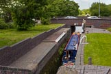 BCN Marathon Challenge 2013: NB "Felonious Mongooser" entering Brades Lock No. 1, a staircase lock, on the Gower Branch that links the New Main Line and the Old Main Line. Brades Hall Bridge carries the busy Dudley Road East (A457) over the canal. On the left used to be New England Colliery, and on the right Brades Hall Farm..
Birmingham Canal Navigation,


United Kingdom,
on 25 May 2013 at 13:43, image #192