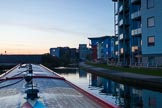 BCN Marathon Challenge 2013: NB "Folinious Mongoose", on the second day of the BCN Marathon Challenge, at first daylight, on the way to the end of Walsall Town Wharf. On the right the modern Waterfront South housing delevopment at Charles Street..
Birmingham Canal Navigation,


United Kingdom,
on 26 May 2013 at 04:49, image #331