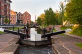 BCN Marathon Challenge 2013: Walsall No. 8 lock, the bottom lock of the eight Walsall Locks, seen from the No. 7 Lock, with Albion Flour Mill next to the bottom lock. The factory bridge on the right once served local foundries..
Birmingham Canal Navigation,


United Kingdom,
on 26 May 2013 at 05:38, image #343