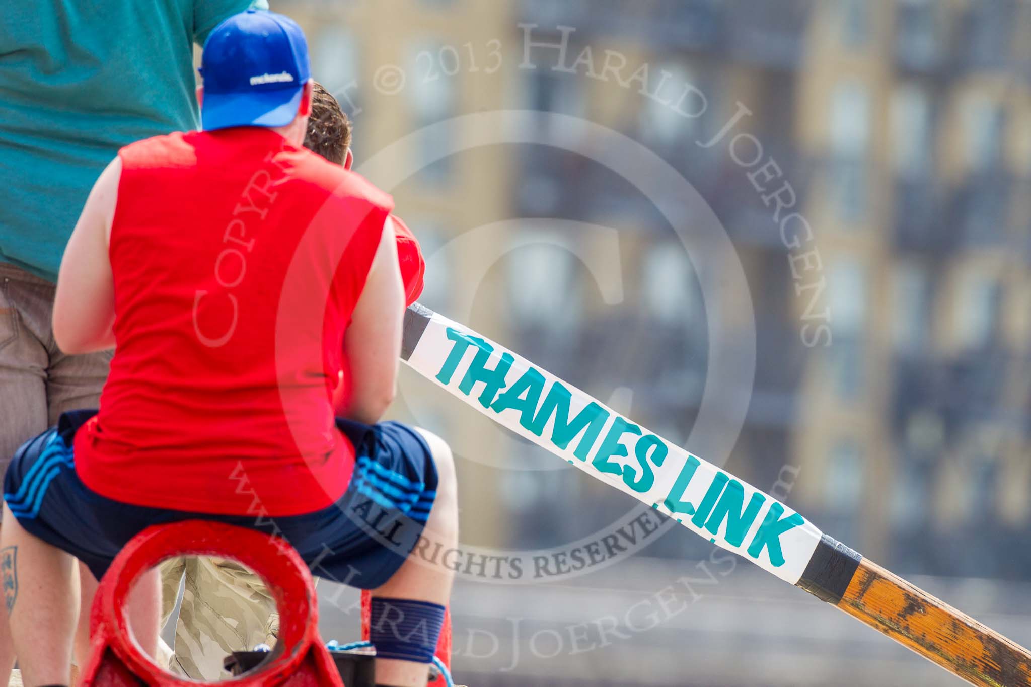 TOW River Thames Barge Driving Race 2013: Rowers on board of barge "Steve Faldo", by Capital Pleasure Boats..
River Thames between Greenwich and Westminster,
London,

United Kingdom,
on 13 July 2013 at 13:00, image #258