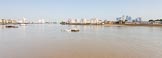 TOW River Thames Barge Driving Race 2013: Looking up the River Thames from Greenwich Pier - on the right Canary Wharf, in the centre another competing barge, "Spirit of Mountbatten" by Mechanical Movements and Enabling Services Ltd..
River Thames between Greenwich and Westminster,
London,

United Kingdom,
on 13 July 2013 at 09:07, image #9