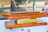 TOW River Thames Barge Driving Race 2013: The "Stephen Bennet Memorial Trophy", a wooden replica of a barge, to be "presented to the 'Company of Watermen and Lightermen" as an annual commemorative trophy for the Thames Barge Race"..
River Thames between Greenwich and Westminster,
London,

United Kingdom,
on 13 July 2013 at 10:17, image #21