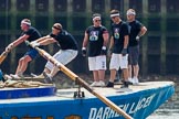 TOW River Thames Barge Driving Race 2013: The crew of barge "Darren Lacey", by Princess Pocahontas, rowing the barge from the start..
River Thames between Greenwich and Westminster,
London,

United Kingdom,
on 13 July 2013 at 12:36, image #117