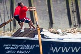 TOW River Thames Barge Driving Race 2013: Rowers working hard on board of barge "Benjamin", by London Party Boats..
River Thames between Greenwich and Westminster,
London,

United Kingdom,
on 13 July 2013 at 12:47, image #215