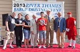 TOW River Thames Barge Driving Race 2013: The Darren Lacey price, presented by the crew of barge Darren Lacey,  for the youngest apprentice, goes to a member of the crew of barge "The Matchgirls" by Unite the Union - G. Skingly-Shute, aged 16 years and 11 months..
River Thames between Greenwich and Westminster,
London,

United Kingdom,
on 13 July 2013 at 16:20, image #567