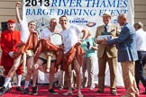 TOW River Thames Barge Driving Race 2013: The "Ken Collins Memorial Trophy", the price for the best dresses crew, goes to the crew of barge "Hoppy", by GPS Fabrication..
River Thames between Greenwich and Westminster,
London,

United Kingdom,
on 13 July 2013 at 16:21, image #570
