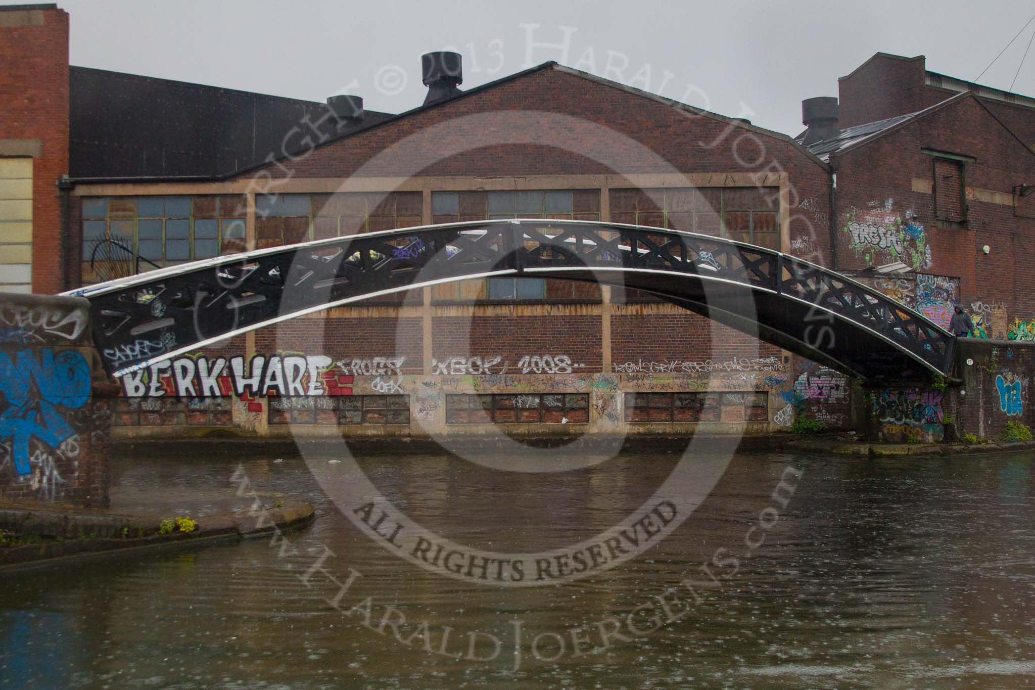 BCN Marathon Challenge 2014: Graffiti covered old warehouses or factories at Bordesley Junction, with a Horseley Iron Works bridge spanning the junction.
Birmingham Canal Navigation,


United Kingdom,
on 24 May 2014 at 09:25, image #88