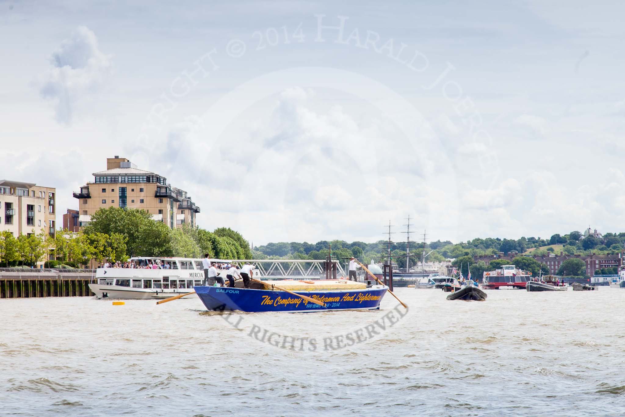 TOW River Thames Barge Driving Race 2014.
River Thames between Greenwich and Westminster,
London,

United Kingdom,
on 28 June 2014 at 12:34, image #96