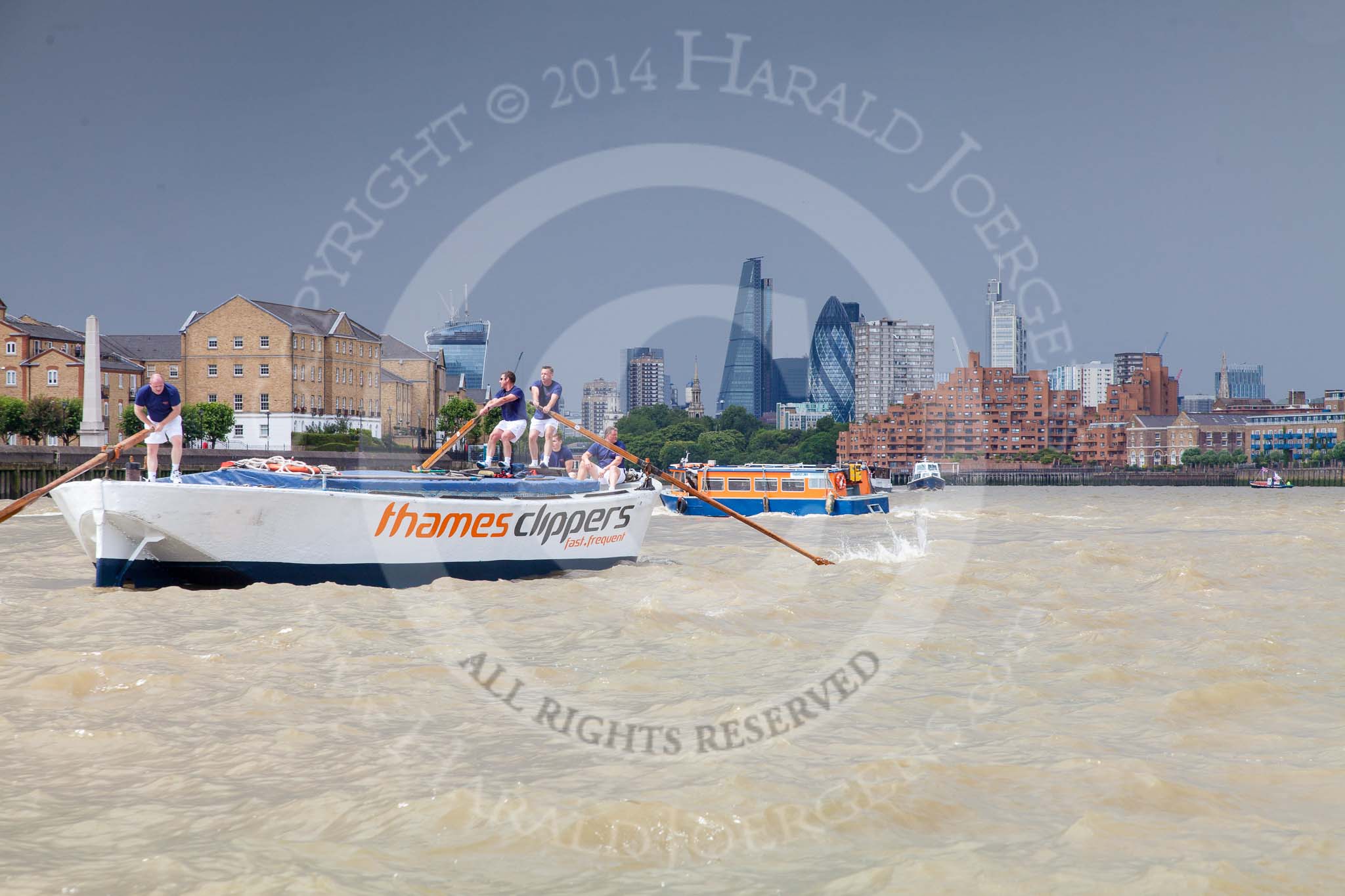 TOW River Thames Barge Driving Race 2014.
River Thames between Greenwich and Westminster,
London,

United Kingdom,
on 28 June 2014 at 12:54, image #161