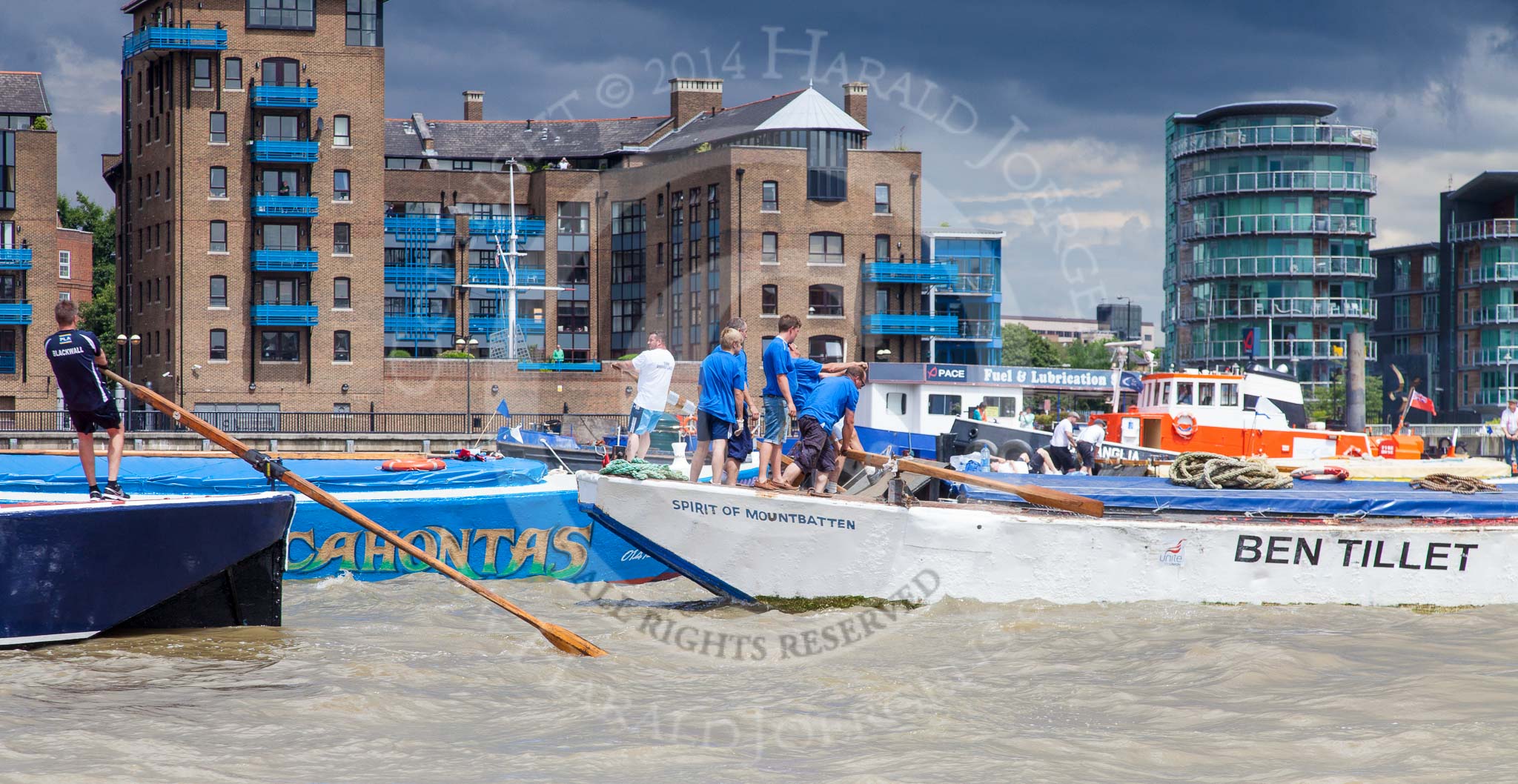 TOW River Thames Barge Driving Race 2014.
River Thames between Greenwich and Westminster,
London,

United Kingdom,
on 28 June 2014 at 13:30, image #246