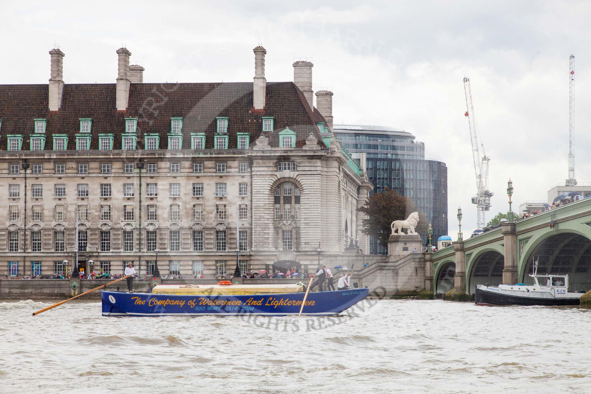 TOW River Thames Barge Driving Race 2014.
River Thames between Greenwich and Westminster,
London,

United Kingdom,
on 28 June 2014 at 14:31, image #415