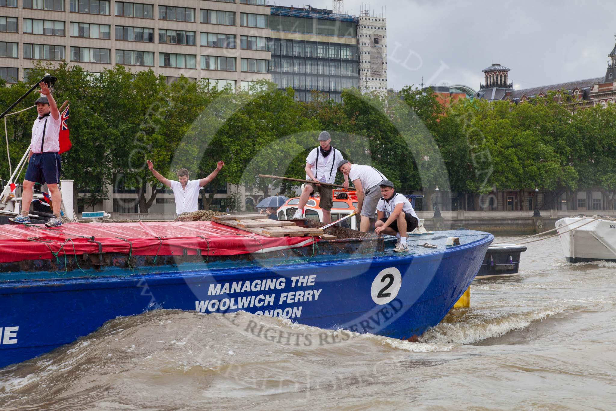 TOW River Thames Barge Driving Race 2014.
River Thames between Greenwich and Westminster,
London,

United Kingdom,
on 28 June 2014 at 14:40, image #441