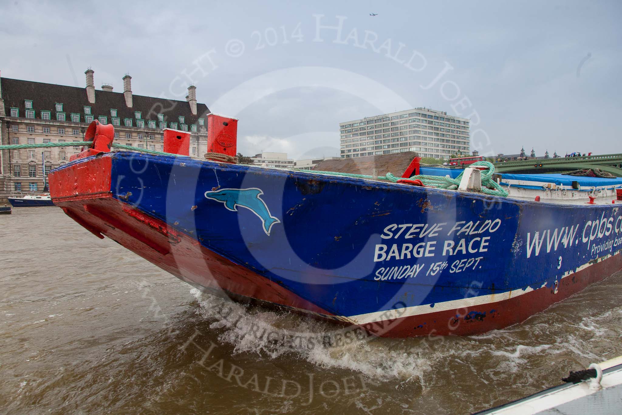 TOW River Thames Barge Driving Race 2014.
River Thames between Greenwich and Westminster,
London,

United Kingdom,
on 28 June 2014 at 14:45, image #450