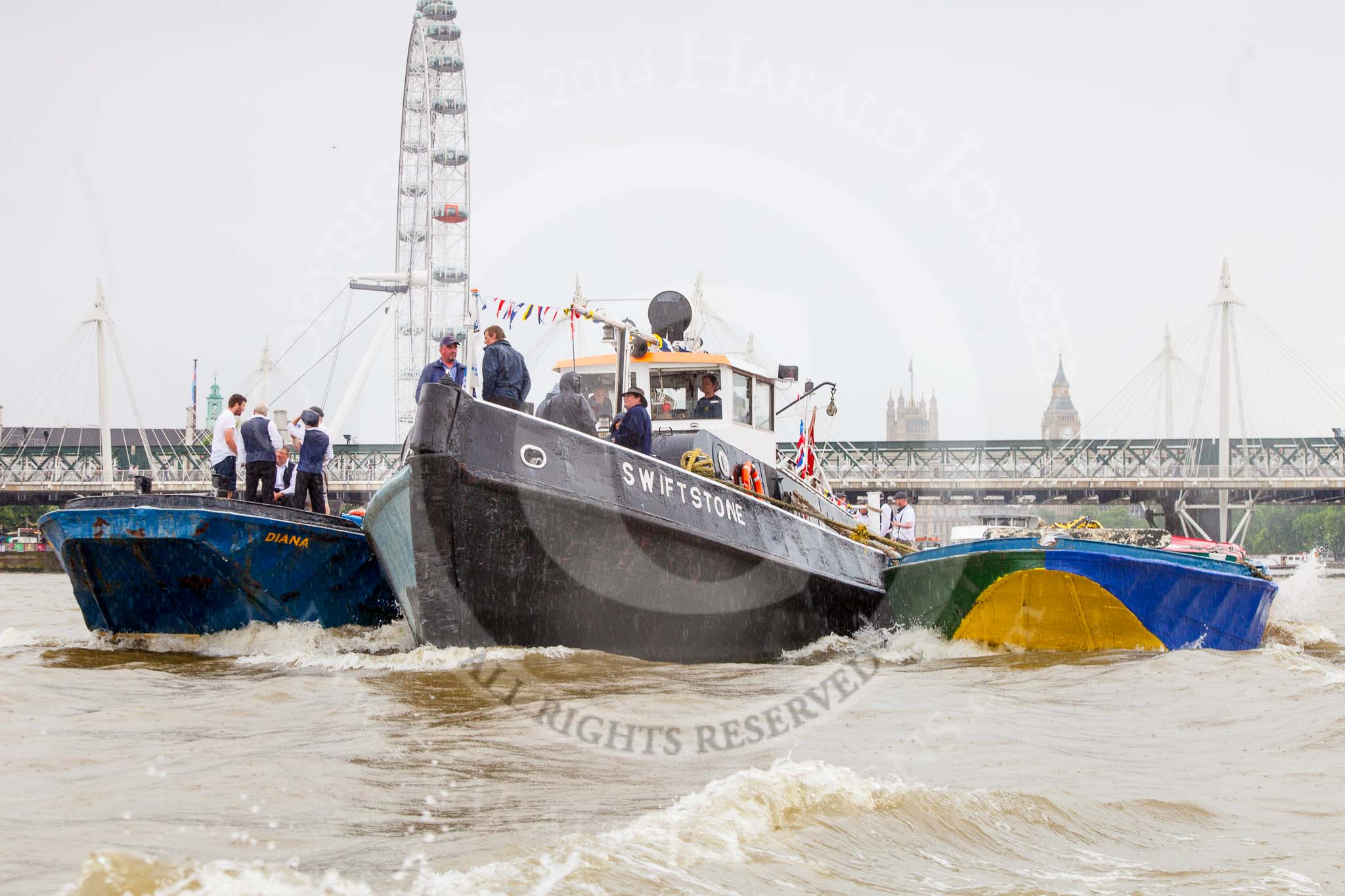 TOW River Thames Barge Driving Race 2014.
River Thames between Greenwich and Westminster,
London,

United Kingdom,
on 28 June 2014 at 14:50, image #453