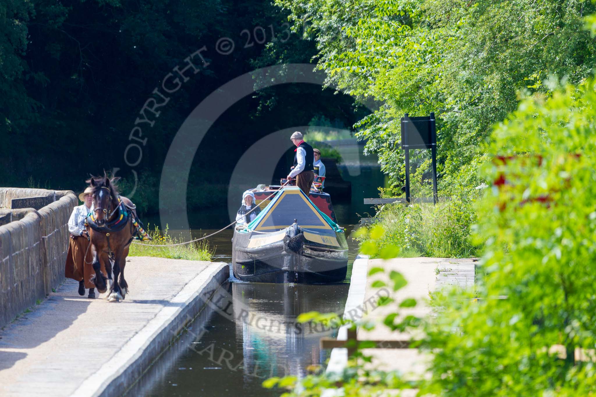 : Sue Day, canal horse Bilbo, and historic butty Maria approaching Marple Aqueduct on the Lower Peak Forest Canal.




on 03 July 2015 at 15:11, image #26