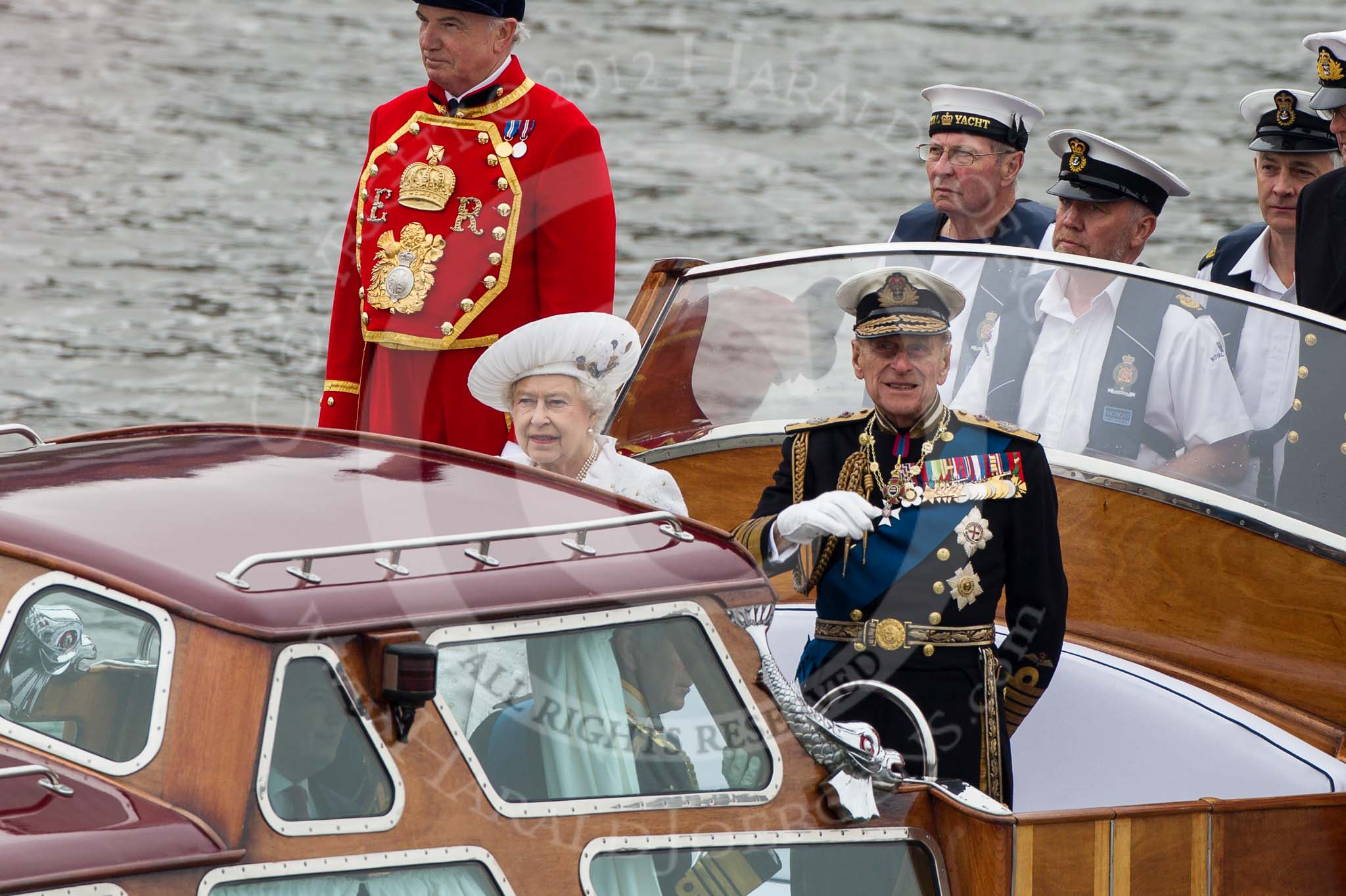 Thames Diamond Jubilee Pageant: VIPS-Britannia Royal Barge (V59)..
River Thames seen from Battersea Bridge,
London,

United Kingdom,
on 03 June 2012 at 14:24, image #34
