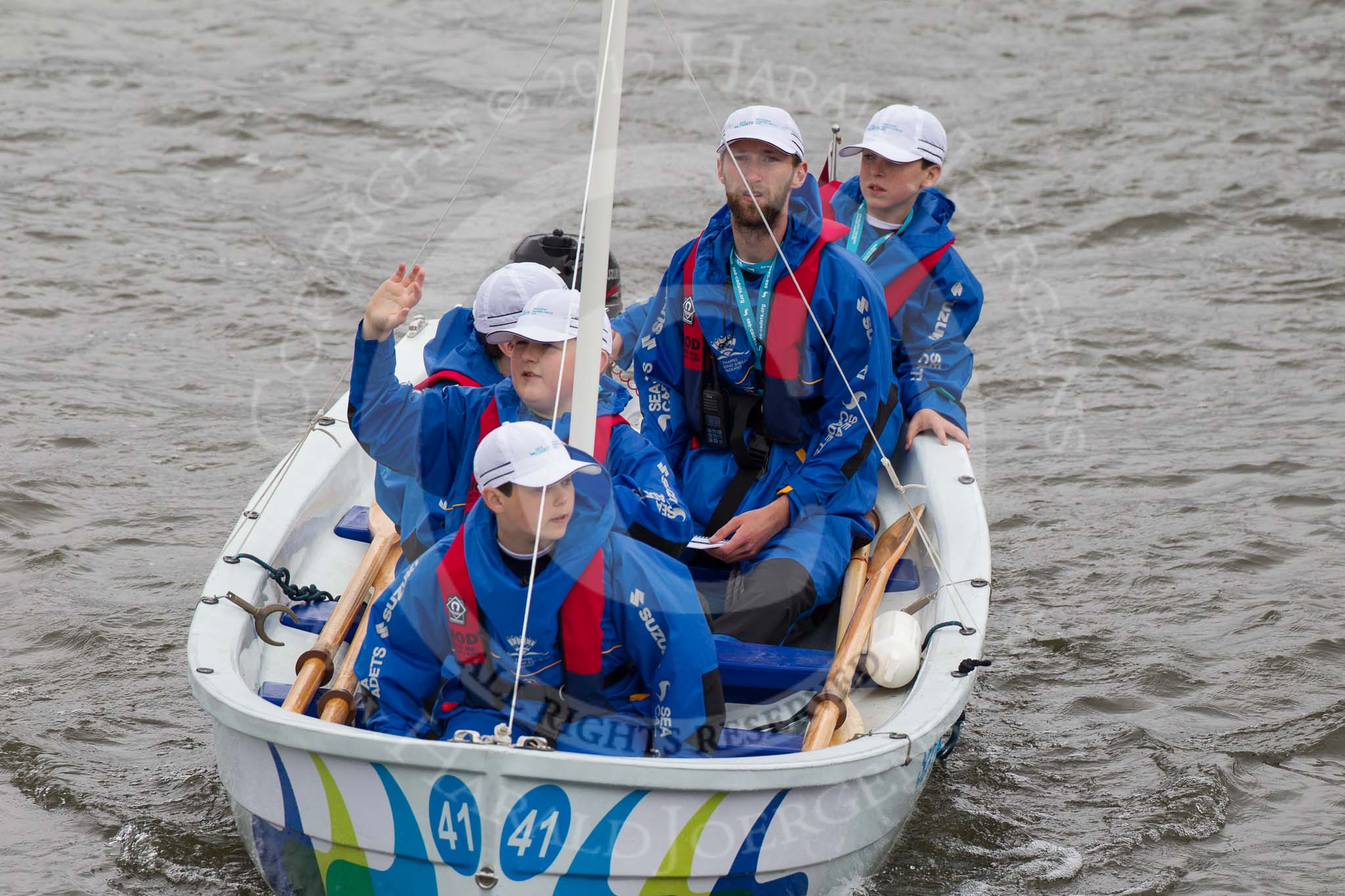 Thames Diamond Jubilee Pageant: COMMONWEALTH FLAGS-Sea Cadets..
River Thames seen from Battersea Bridge,
London,

United Kingdom,
on 03 June 2012 at 14:54, image #157