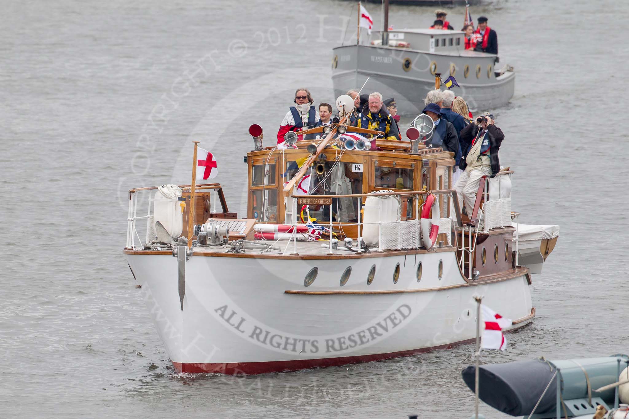 Thames Diamond Jubilee Pageant: DUNKIRK LITTLE SHIPS-Bluebird of Chelsea (H4)..
River Thames seen from Battersea Bridge,
London,

United Kingdom,
on 03 June 2012 at 15:11, image #261