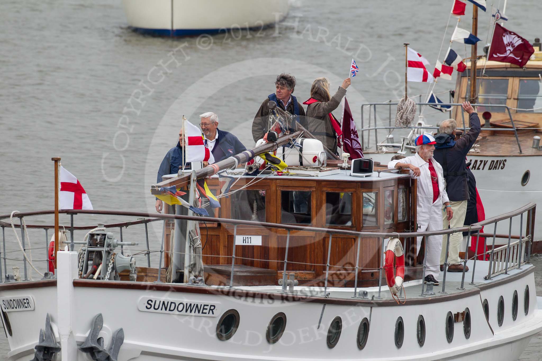 Thames Diamond Jubilee Pageant: DUNKIRK LITTLE SHIPS-Sundowner (H11)..
River Thames seen from Battersea Bridge,
London,

United Kingdom,
on 03 June 2012 at 15:13, image #285