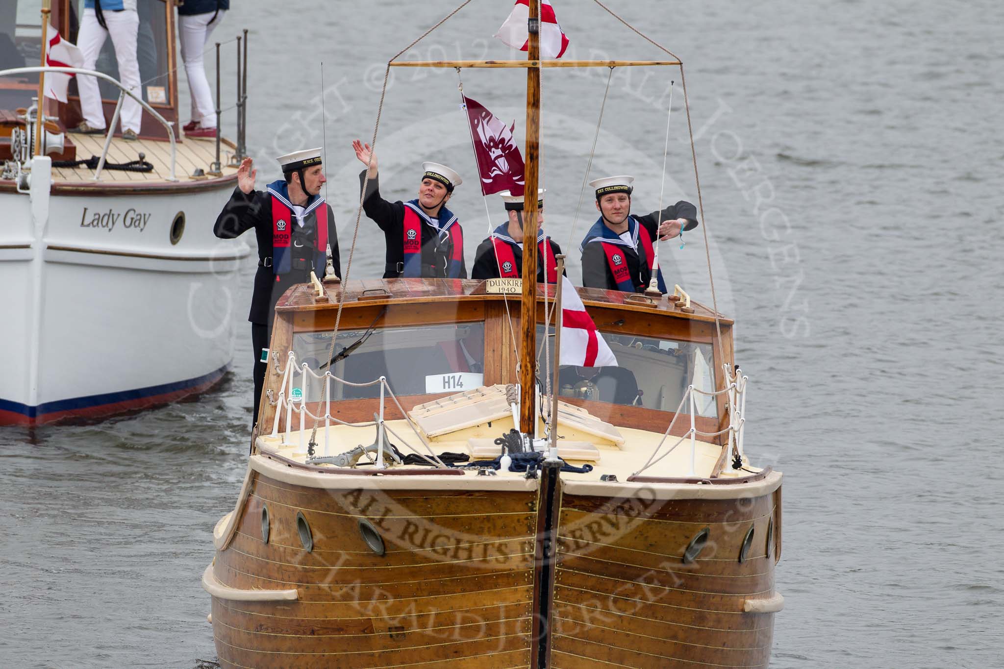 Thames Diamond Jubilee Pageant: DUNKIRK LITTLE SHIPS-Latona (H14)..
River Thames seen from Battersea Bridge,
London,

United Kingdom,
on 03 June 2012 at 15:13, image #287