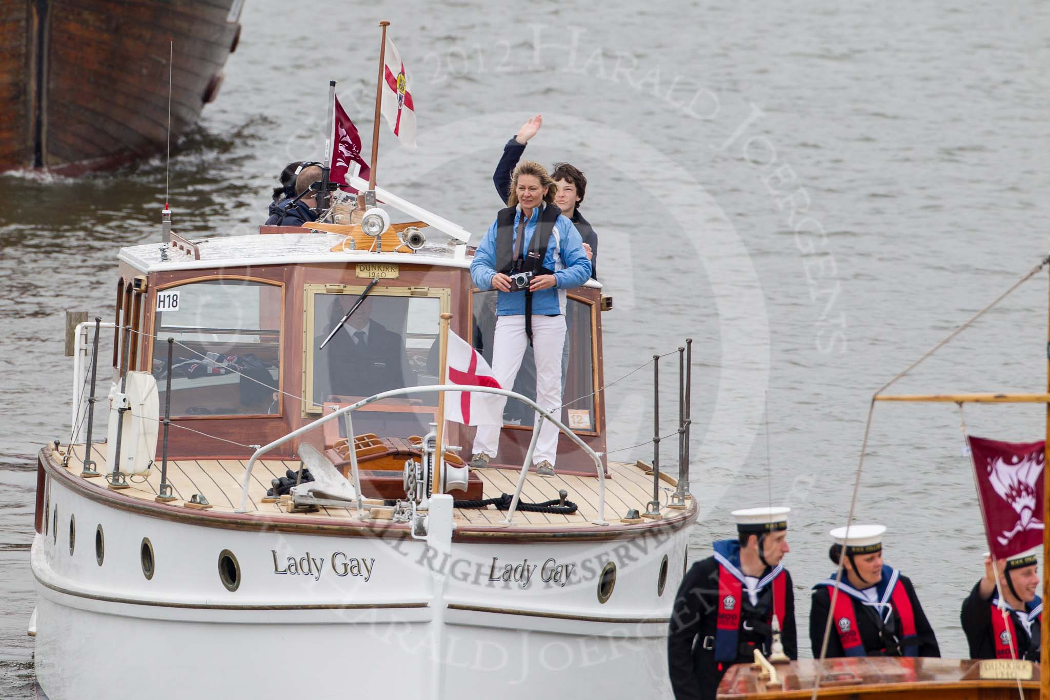 Thames Diamond Jubilee Pageant: DUNKIRK LITTLE SHIPS-Lady Gay (H18)..
River Thames seen from Battersea Bridge,
London,

United Kingdom,
on 03 June 2012 at 15:14, image #288