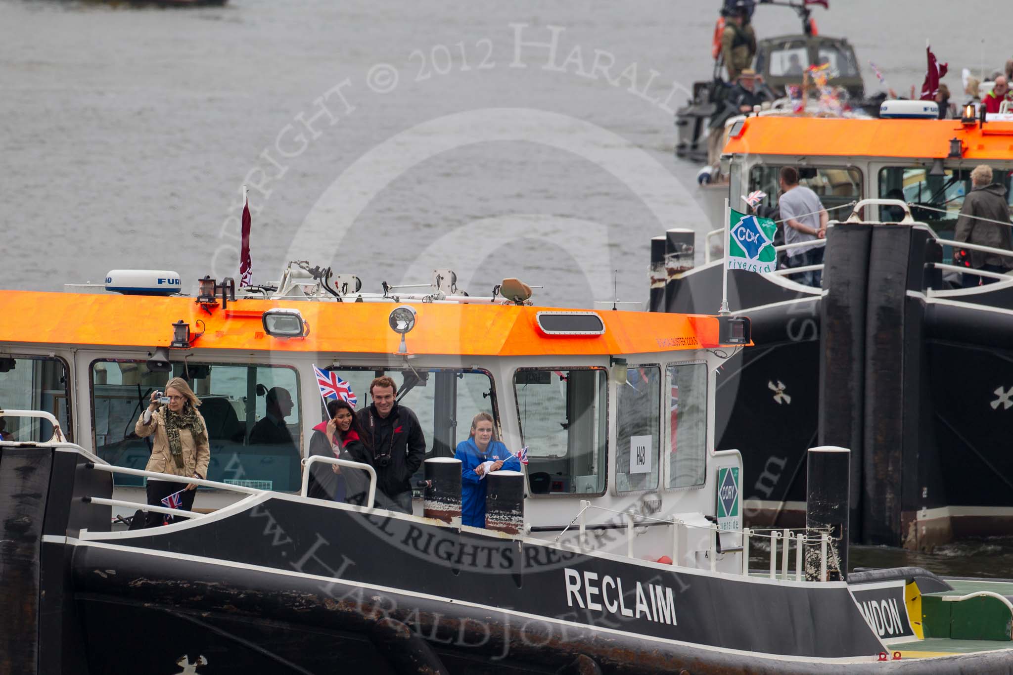 Thames Diamond Jubilee Pageant: TUGS-Reclaim (H48)..
River Thames seen from Battersea Bridge,
London,

United Kingdom,
on 03 June 2012 at 15:20, image #328