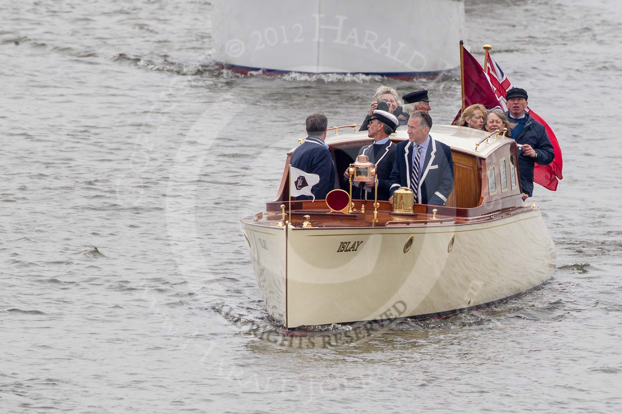 Thames Diamond Jubilee Pageant: MOTOR CRUISES/YACHTS- Islay (H85)..
River Thames seen from Battersea Bridge,
London,

United Kingdom,
on 03 June 2012 at 15:26, image #355