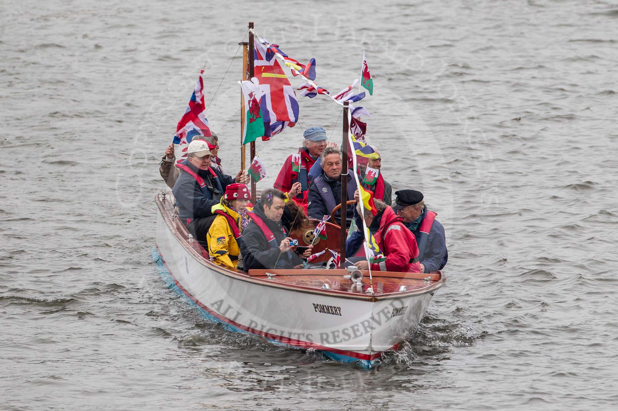 Thames Diamond Jubilee Pageant: MOTOR CRUISES/YACHTS-Pommery (Wales) (H80)..
River Thames seen from Battersea Bridge,
London,

United Kingdom,
on 03 June 2012 at 15:26, image #358