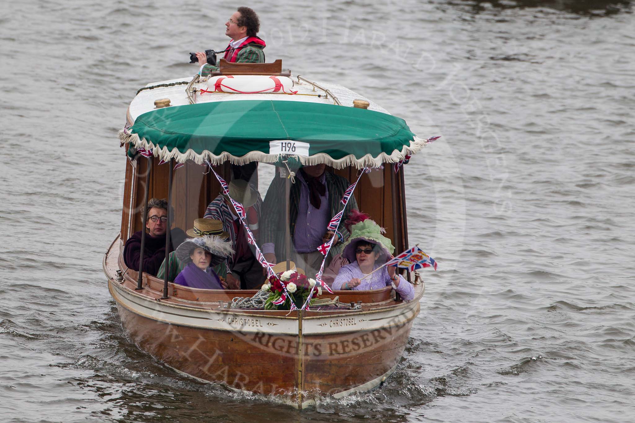 Thames Diamond Jubilee Pageant: MOTOR CRUISES/YACHTS-Christobel (H96)..
River Thames seen from Battersea Bridge,
London,

United Kingdom,
on 03 June 2012 at 15:28, image #368