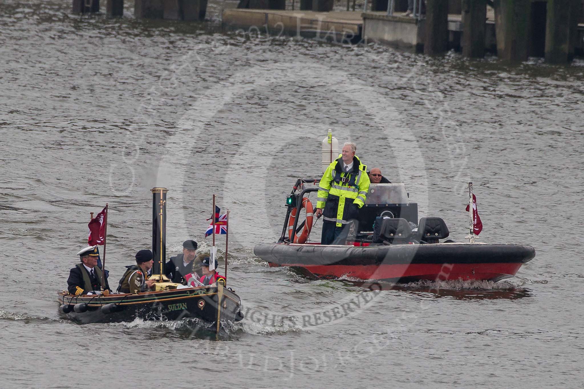 Thames Diamond Jubilee Pageant: STEAM LAUNCHES-Sultan (Angus) (H146)..
River Thames seen from Battersea Bridge,
London,

United Kingdom,
on 03 June 2012 at 15:35, image #404