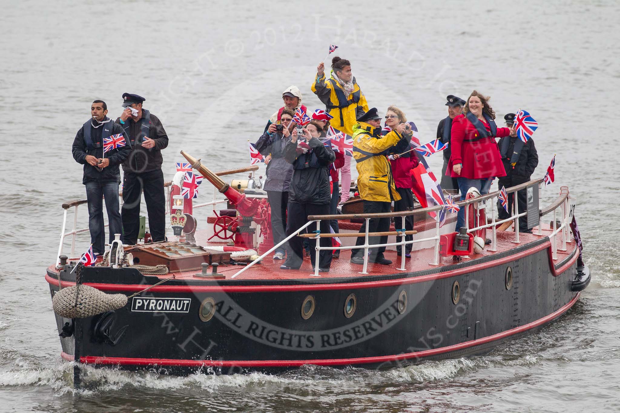 Thames Diamond Jubilee Pageant: FIREBOATS-Pyronaut (Bristol) (H159)..
River Thames seen from Battersea Bridge,
London,

United Kingdom,
on 03 June 2012 at 15:39, image #413