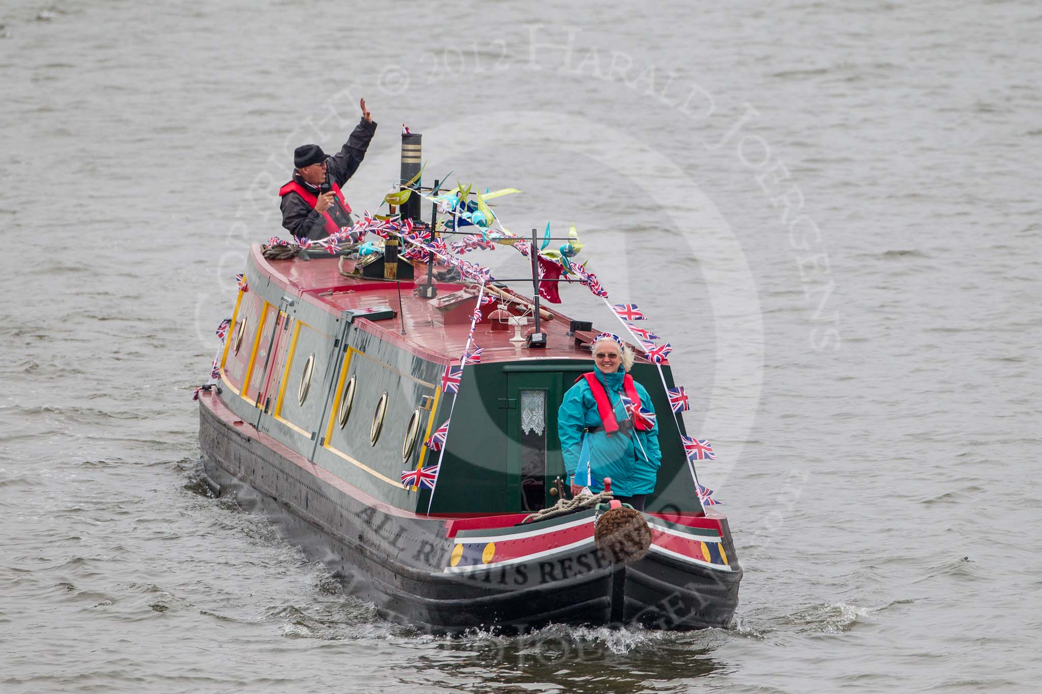 Thames Diamond Jubilee Pageant: NARROW BOATS-Lotus No.10 (R67)..
River Thames seen from Battersea Bridge,
London,

United Kingdom,
on 03 June 2012 at 15:54, image #452