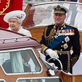 Thames Diamond Jubilee Pageant: VIPS-Britannia Royal Barge (V59)..
River Thames seen from Battersea Bridge,
London,

United Kingdom,
on 03 June 2012 at 14:24, image #36
