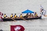 Thames Diamond Jubilee Pageant: WATERMAN'S CUTTERS-Princess Nausicaa (M14)..
River Thames seen from Battersea Bridge,
London,

United Kingdom,
on 03 June 2012 at 14:40, image #82