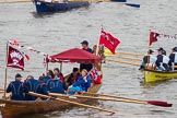 Thames Diamond Jubilee Pageant: SHALLOPS-Lady Mayoress (M4) and WATERMAN'S CUTTERS-Ahoy Cutter 1 (Brewers' Company) (M10)..
River Thames seen from Battersea Bridge,
London,

United Kingdom,
on 03 June 2012 at 14:40, image #83