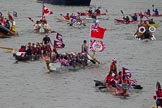 Thames Diamond Jubilee Pageant: DRAGON BOATS-Racing Dragons/Red Lotus (M183), Wraysbury Dragons ( M178),Thames Dragons (M180)..
River Thames seen from Battersea Bridge,
London,

United Kingdom,
on 03 June 2012 at 14:48, image #127