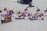 Thames Diamond Jubilee Pageant: WAKA & CANOE-Te Hono ki Aoteroa ( New Zealand) (M193), HAWAIIAN OUTRIGGERS-Holo Nui (M197),Kaimana (M195)..
River Thames seen from Battersea Bridge,
London,

United Kingdom,
on 03 June 2012 at 14:49, image #135