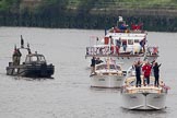 Thames Diamond Jubilee Pageant: LAUNCHES- Louis Phillipe (H52), Lady Bea (H56) and FORCES Amiens RASC (H61) and  Combat Support Boat (H59)..
River Thames seen from Battersea Bridge,
London,

United Kingdom,
on 03 June 2012 at 15:20, image #326
