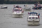 Thames Diamond Jubilee Pageant: RECREATIONAL MOTOR BOATS- Barbina K (R3) and Rubicon (R7)..
River Thames seen from Battersea Bridge,
London,

United Kingdom,
on 03 June 2012 at 15:40, image #415