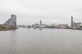 Thames Diamond Jubilee Pageant: The flotilla of narrowboats emerging below Battersea Rail Bridge.
River Thames seen from Battersea Bridge,
London,

United Kingdom,
on 03 June 2012 at 15:50, image #440