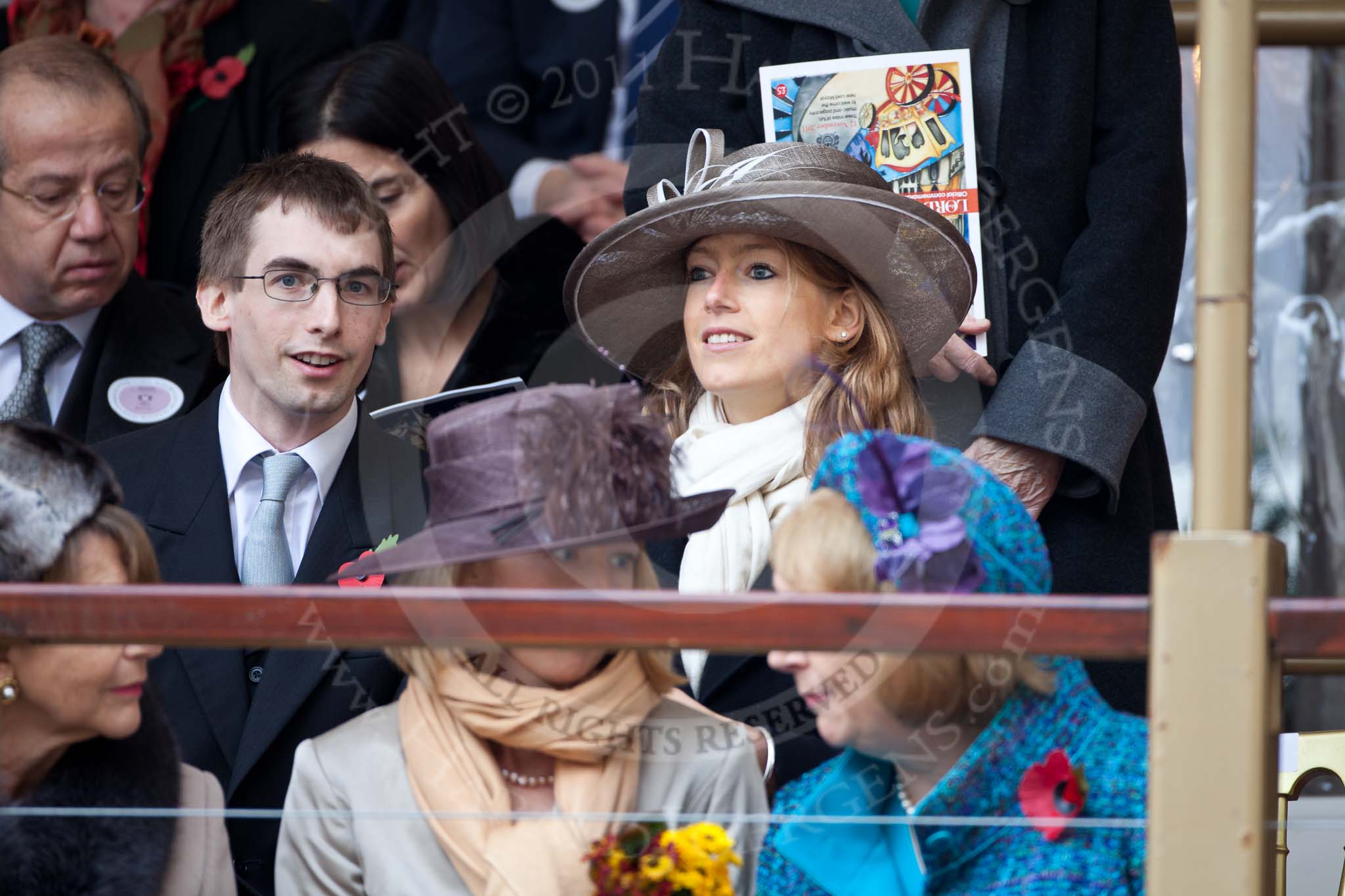 The Lord Mayor's Show 2011: On the balcony in front of Mansion House the son of the new Lord Mayor, Christopher Wootton, and his daughter Sophie Wootton..
Opposite Mansion House, City of London,
London,
-,
United Kingdom,
on 12 November 2011 at 10:42, image #12