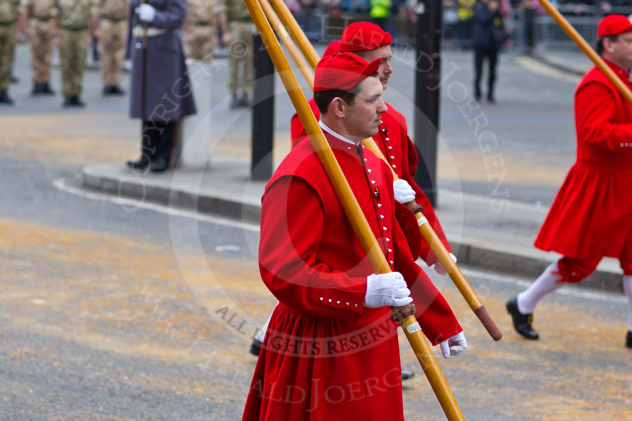The Lord Mayor's Show 2011: Thames Watermen marching in front of the Lord Mayor's Coach..
Opposite Mansion House, City of London,
London,
-,
United Kingdom,
on 12 November 2011 at 10:51, image #34
