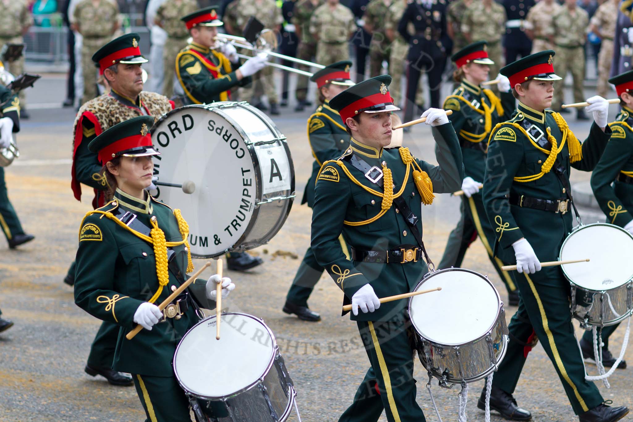 The Lord Mayor's Show 2011: Romford Drum & Trumpet Corps (http://www.rdtc.org/), one of the oldest youth-marching bands in the country..
Opposite Mansion House, City of London,
London,
-,
United Kingdom,
on 12 November 2011 at 11:08, image #119