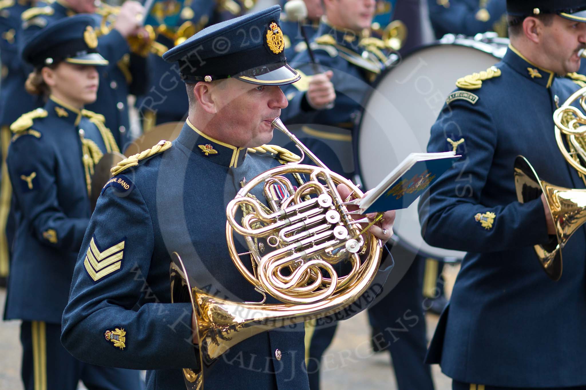 The Lord Mayor's Show 2011: The Central Band of the Royal Air Force..
Opposite Mansion House, City of London,
London,
-,
United Kingdom,
on 12 November 2011 at 11:12, image #167