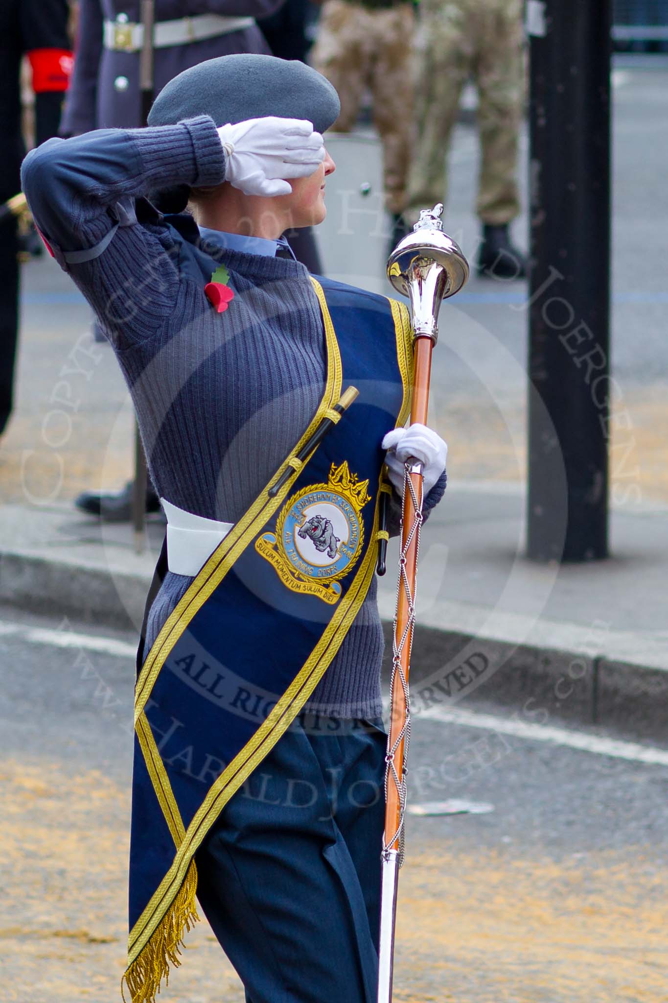 The Lord Mayor's Show 2011: The Band of 176 (Hove) Squadron Air Training Corps, here the Drum Major..
Opposite Mansion House, City of London,
London,
-,
United Kingdom,
on 12 November 2011 at 11:17, image #199