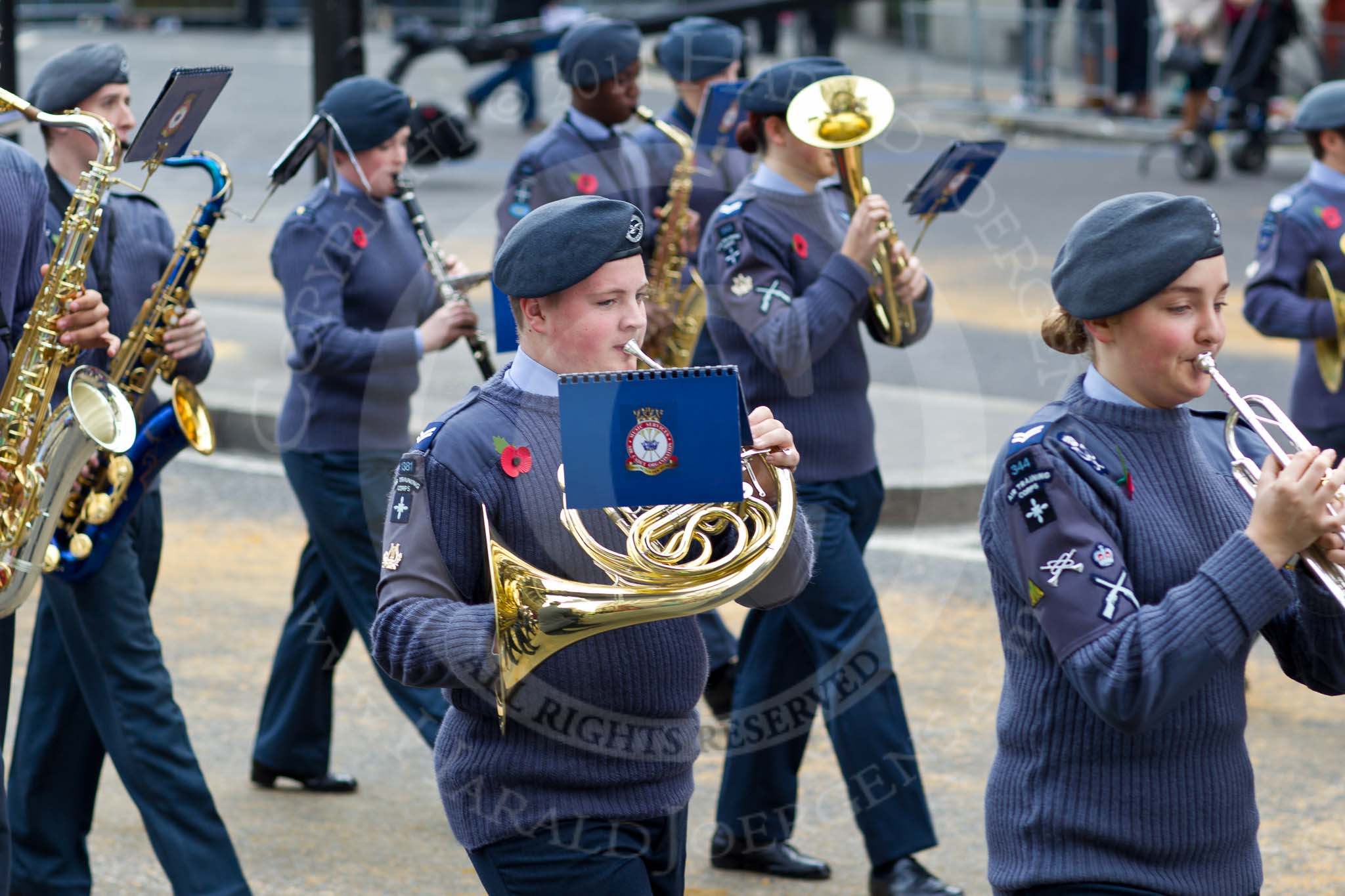 The Lord Mayor's Show 2011: The Air Traing Corps Band..
Opposite Mansion House, City of London,
London,
-,
United Kingdom,
on 12 November 2011 at 11:17, image #202